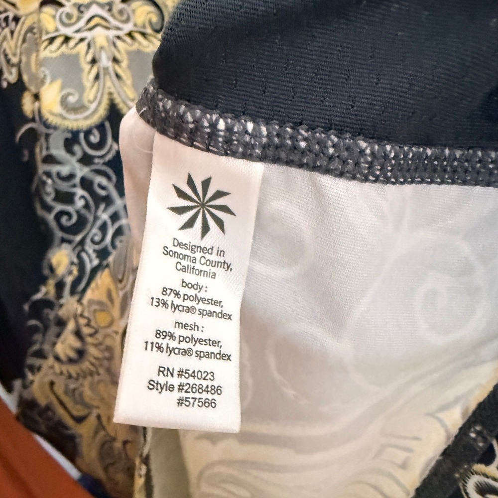 Athleta Pacifica Rashguard Long Sleeve Paisley Mandala Black Yellow 268486 S - Picture 8 of 9